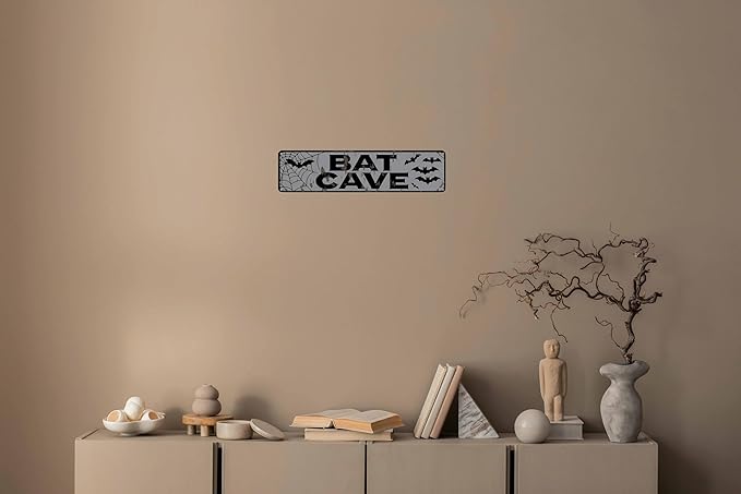 Bat Cave Metal Sign 4x16in Funny Man Cave Plaque for Garage Bedroom Bar Rustic Home Bathroom Wall Decor