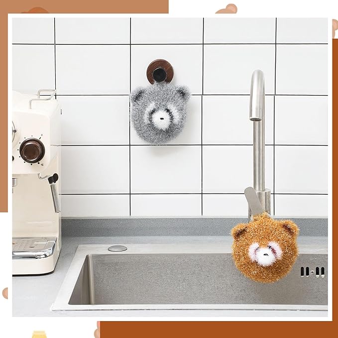 Breling 6 Pieces Raccoon Shape Dish Sponge Dual Sided Non Scratch Dish Washing Scrubbers, Reusable Household Cleaning Kitchen Tools for Dishwashing Washing Dishes Cookware