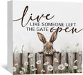 Farmhouse Rabbit Sign - Farmhouse Cottagecore Animal Office Kitchen Bedroom Decor,Rustic Farm Live like Someone Left the Gate Open Home Decor Signs,Duck Gifts for Women 6x6