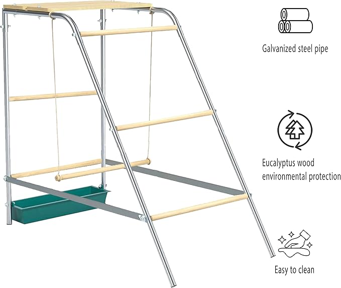 Chicken Roosting Bars with Swing and Drink Trough, Roosting Bars for Chickens in Coop, Easy to Installation&Clean,Baby Chick Playground Coop Accessories(43.3' L X 19.3' W X 39.4' H)