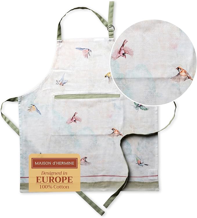 Maison d' Hermine 100% Cotton Apron for women with Pocket Kitchen Chef Apron for Men Cooking Easter Decorations