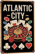 Novelty saying wall decor featuring Atlantic City Metal Tin Sign Game Room Bar Decor Perfect For Hanging In Casino Basement Rustic Vintage Finish Gift For 8x12 inch metal sign for living room wall