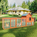 122 Inch Wooden Chicken Coop for Outdoor Use with Nesting Box and Run, Large Capacity Poultry House for 3-4 Chickens