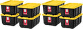 IRIS USA 8-Pack 27 Gallon Storage Bins with Lids |Made in USA| Heavy Duty Plastic Tote Containers for Truckbed Tool Box Organization, Large - Black/Yellow