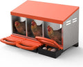 Metal Chicken Nesting Box with Easy-Collect Tray & Lid – 3/4/2x2 Compartment Heavy Duty Roll Away Nesting Boxes for Chickens, Wall Mount or Freestanding, Galvanized Steel Hen Laying Box for Coop