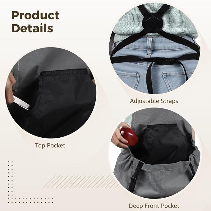 Gardening Apron with Large Pockets, Waterproof Oxford Cloth Design, Adjustable Straps for Fruit and Vegetable Picking, Outdoor and Household Tasks