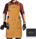 AOLEBA Woodworking Apron for Men,Heavy Duty Waxed Canvas Work Tool Apron with 12 Tool Pockets for Workshop, Mechanic, Carpenter, Blacksmith, Mens Aprons Gifts for Dad Father Men (Khaki)