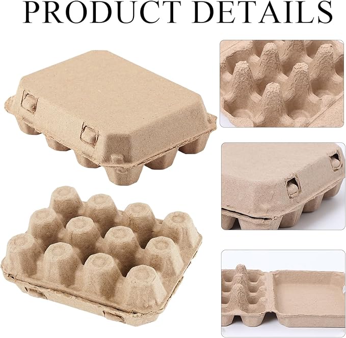 20Pcs Quail Egg Cartons,Natural Color Pulp Paper Dozen Egg Box,12 Count Eggs Cartons Cheap Bulk,Reusable Quail Eggs Bulk Carton Trays for Home Kitchen Refrigerator Farmhouse