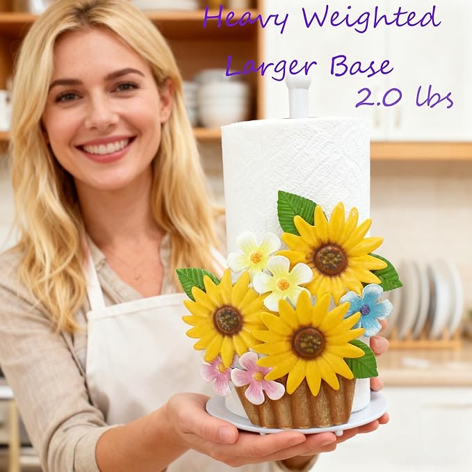 Sunflower Kitchen Decor Sunflower Gifts for Women Sunflower Paper Towel Holder Countertop Yellow Farmhouse Paper Towel Stand Cute Kitchen Decor Home Stuff Housewarming Gifts