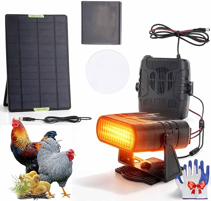 Solar Heater for Greenhouse, 2027 New Solar Heater for Chicken Heater, Smart Thermostat, Weather-Resistant, Easy Mount - Solar Powered Heater for Outdoor Use, Dog House, Shed, Pet Shelter (Black-20W)