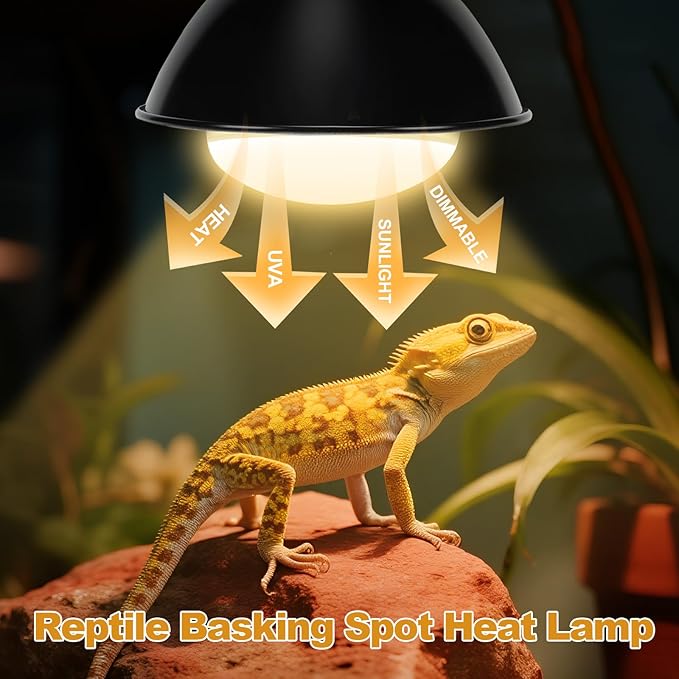 2Pack Reptile Heat Lamp Bulbs, 100W Reptile Heat Emitter Basking Spot Light, UVA Daylight Heat Lamp Bulbs for Chickens Coop Reptiles Pets Brooder Use