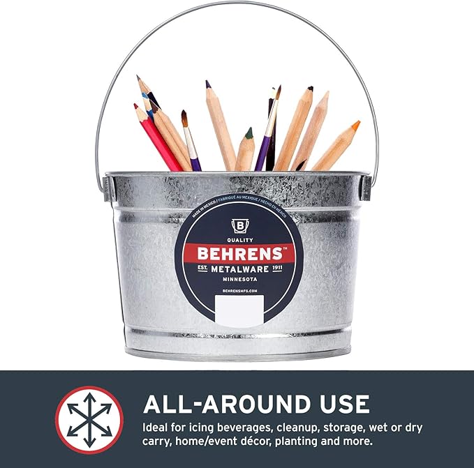 Behrens B325 Galvanized Steel Paint Pail, 2.5 Quart, Silver