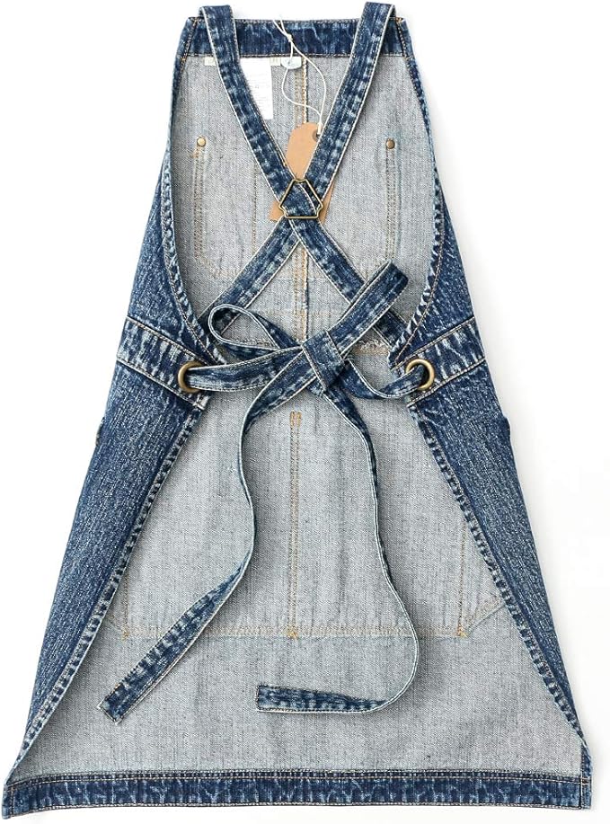 Jeanerlor Cotton Work Apron with Pockets for Women and Men Cross Straps & Adjustable S to XXXL 2 Size