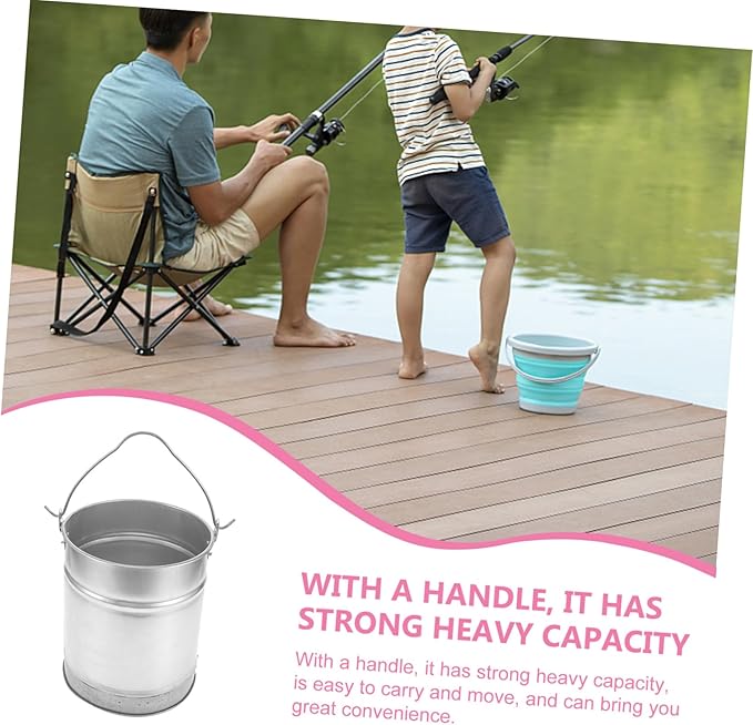 Alipis Multi-Function Heavy Duty Metal Bucket for Water Laundry and Farm Use Portable Water Container Convenient Handle for Cleaning Painting