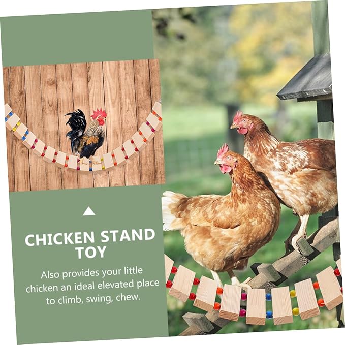 POPETPOP Chicken Coop Toys Chicken Swing Perch Wood Stand Toy Ladder Rooster Decor Roosting Bars