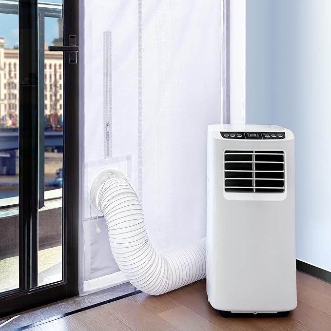 Loviga Portable AC Window Vent Kit for Sliding Door, 100% Sealing Portable Air Conditioner Window Kit Seal Kit for AC Unit Clothes Dryer, 31X86 Inch Length Adjustable, Waterproof, No Drilling