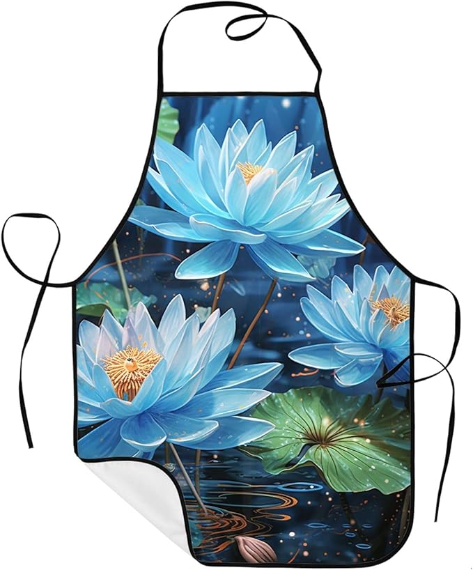 Kitchen Aprons for Men Women Waterproof Apron with 2 Pockets Tropical plants and parrots Apron Adjustable Bib Aprons