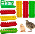 8 Pack Plastic Flip Top Chick Feeders Chicken Feeding Tray Poultry Quail Feeder Drinkder with Hole Trough Tool for Farm Chick Bird Pigeon Ducks Small Chick Grit FeeDuckling Feeder and Waterer Set