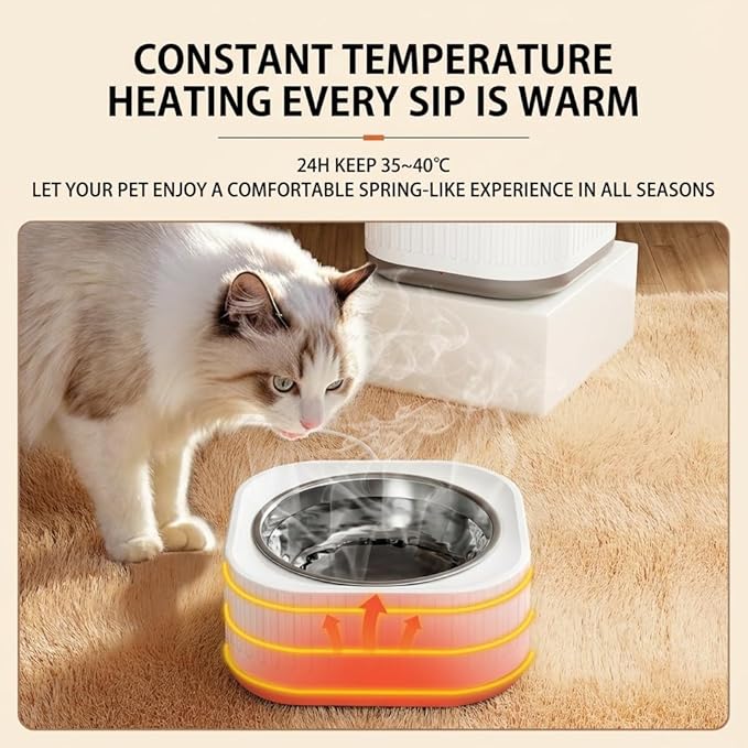 Heated Water Bowl, with Waterproof Design, Keeps Water Warm (35-40°C) in Gardens, Thermostatic Control Anti-Freeze Heated Pet Water Bowl for Chicken,Duck,Goose,Rabbit (Gray)