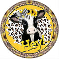 Round Metal Tin Sign Rustic Wall Decor Wall Plaque Hey Cow Farmhouse Wreath Sign,Suitable for Home Garden Kitchen Bar Cafe Restaurant Garage Wall Decor Retro Vintage 12x12 Inch