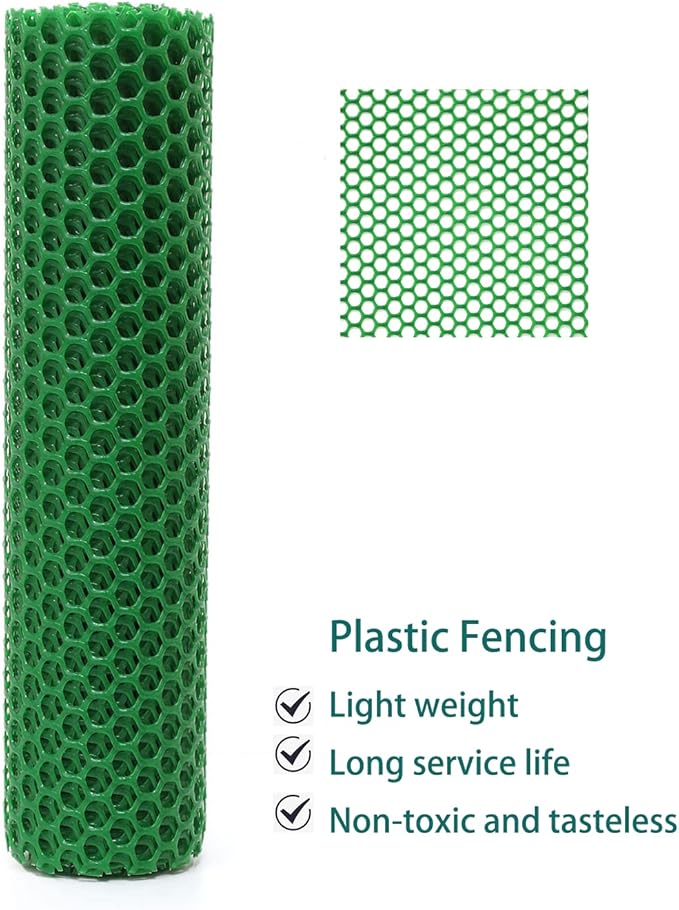 Chicken Wire Fence Mesh, Plastic Hexagonal Fencing for Gardening, 15.7IN x 10FT Green Poultry Fencing,Garden Netting, Chicken Wire Frame for Crafts, Floral Netting