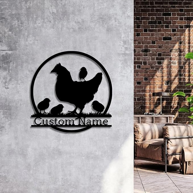 Personalized Chicken Coop Metal Sign,Custom Chicken Farm Metal Wall Art,Personalized Chicken MetalSign, Metal Chicken Farmhouse Sign,Hen House Sign, Funny Chicken Farm Decor (Chicken C)