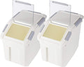 EonTone [2-Pack] 30 lbs Rice Storage Container, 15L Airtight Food Bin with Wheels for Flour, Pet Food
