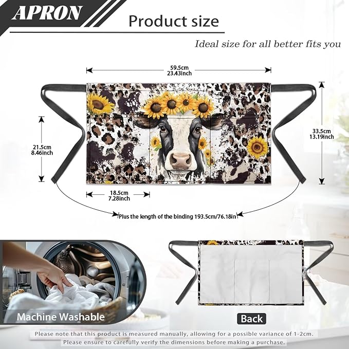 Waistress Apron with Pockets Coffee Waiter Apron Long String Chef Half Aprons for Cooking Kitchen Hairdresser