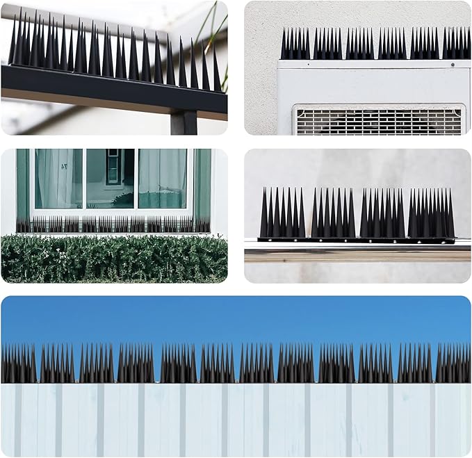 OFFO Bird Spikes Pigeon Outdoor Spikes for Cat Keep Birds Raccoon Woodpecker Away Covers 60 Feet(18.3m), Black