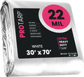 PROTARP Extreme Heavy Duty 22 Mil Tarp Cover, Waterproof, UV Resistant, Rip and Tear Proof, Poly Tarpaulin with Reinforced Edges for Roof, Camping, Patio, Pool, Boat. (White 30′ X 70′)