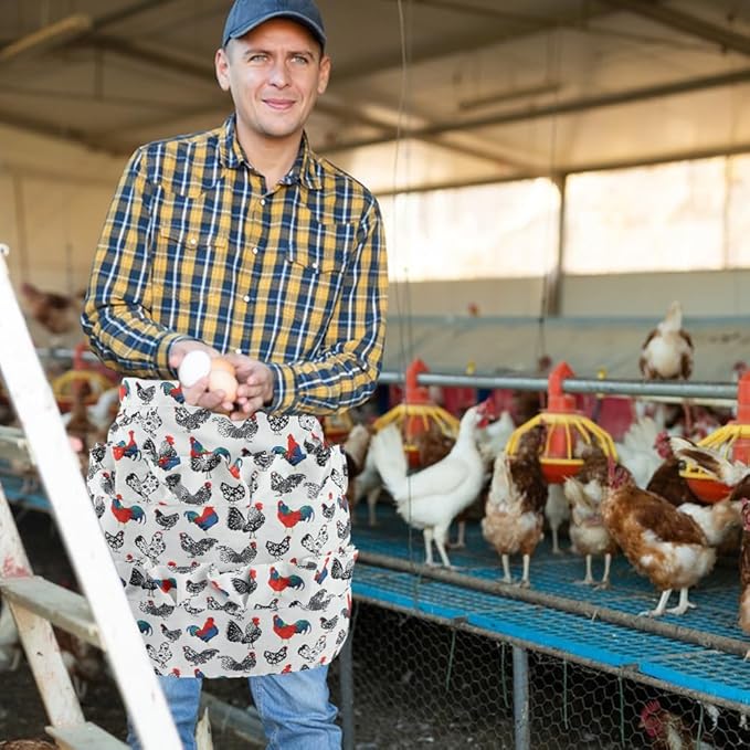 Egg Apron,12 Deep Pockets Eggs Collecting Aprons Polyester,Cute Pattern Design Egg-Carrier Gathering-Apron for Chicken Duck Goose Eggs,Fun to Use,Nice Gift for Women,Adults,Housewives