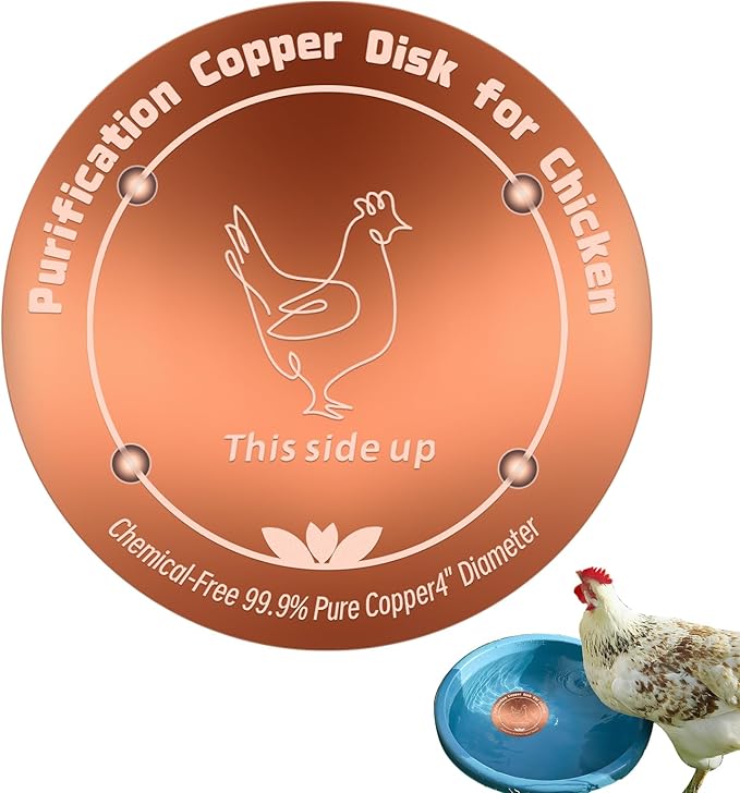 Copper Disk for Chicken Water Feeder|4-inch Diameter,0.6mm Thick|99.99% Pure Copper Disc|Automatic Chicken Waterer Purification Disk with 4 Point Support|Purify Water All Year Round