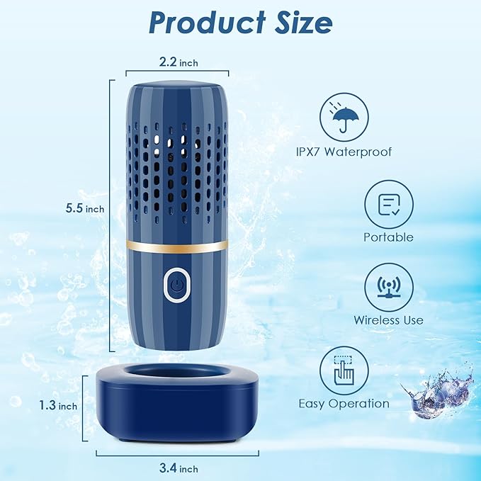 Cudinham Fruit and Vegetable Purifier Cleaner Washing Machine Capsule Shape Disinfection OH-ion Purification Technology for Cleaning Grains Rice Meat Seafood, Blue