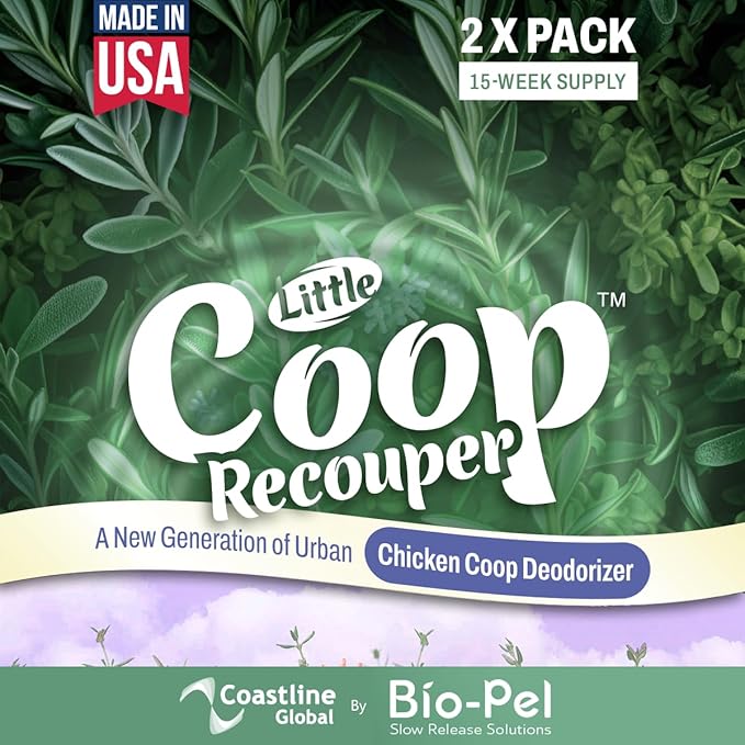 Little Coop Recouper | a New Generation Of Urban Chicken Coop Deodorizer | Unique Slow Release Formula | Natural Fresh Scent | Up to 15 Weeks Supply | 4x0.5oz (Rosemary & Thyme)