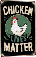 Retro humor wall art sign featuring Chicken Lives Matter Metal Tin Sign Farm Backyard Decor Perfect For Hanging In Coop Garden Rustic Vintage Finish Animal 8x12 inch metal sign for home bar wall