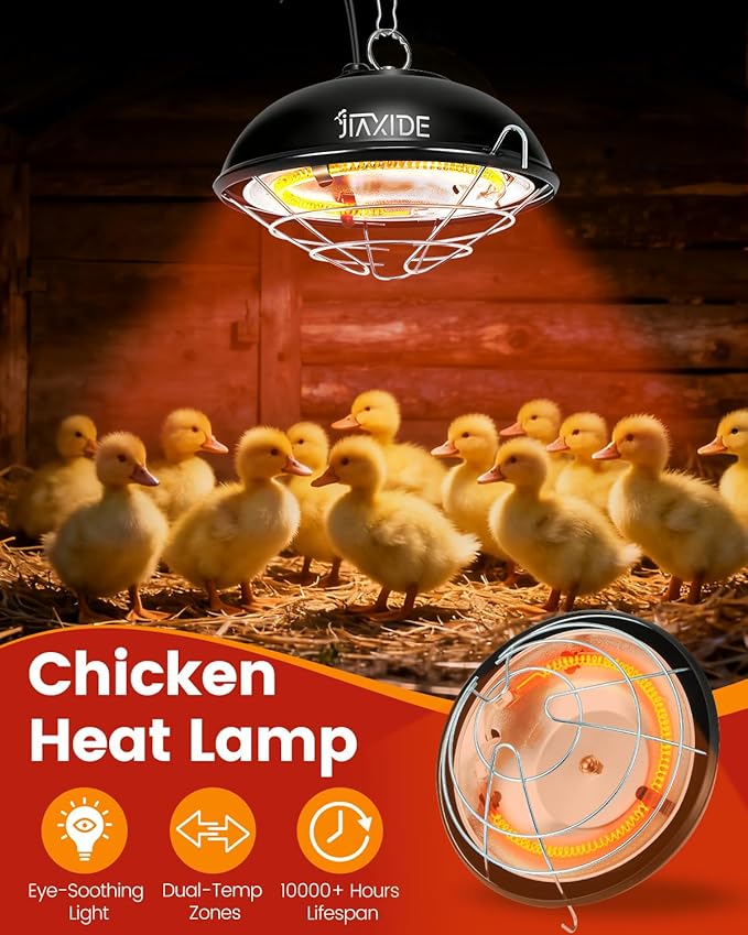 350W Dual-Mode Heat Lamp for Chickens - Long-Lasting Brooder Heater Bulb,Chick Heater with 7.87ft Cord for Chicks, Poultry & Ducklings