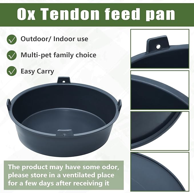 Sadnyy 8 Pcs Feed Pan 1.5 Gallon/6 Quart Utility Horse Feed Bucket Livestock Feeder Tubs Ox Tendon Bowl for Horses Dog Cats Goats Chicken Dust Bath