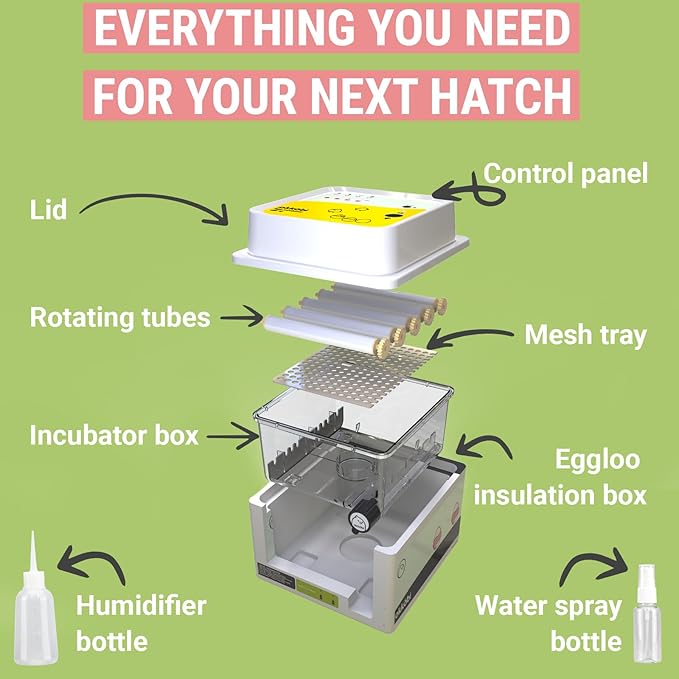 OBI-12 Egg Incubators for Hatching Eggs – Incubator for 12 Eggs with Automatic Egg Turner - Brooder for Chicken Eggs, Quail, and Duck Eggs - Yellow