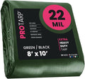 PROTARP Extreme Heavy Duty 22 Mil Tarp Cover, Waterproof, UV Resistant, Rip and Tear Proof, Poly Tarpaulin with Reinforced Edges for Roof, Camping, Patio, Pool, Boat. (Green/Black 8′ X 10′)