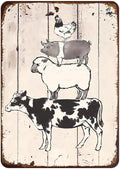 Farm Animals Metal Sign Vintage Style Wall Decor for Rustic Farmhouse Gift 12x8 Inches