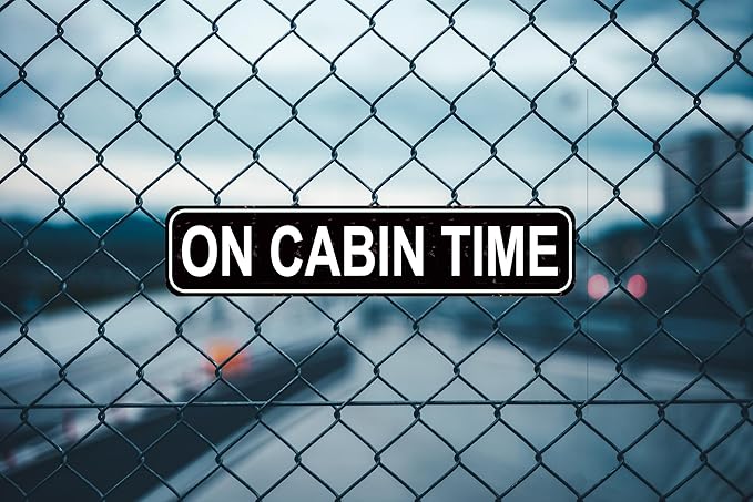 On Cabin Time Vintage Metal Tin Sign - Rustic Cabin Decor for Porch, Wall & Retreat - Gift for Cabin Owners & Nature Lovers - 16 x 4 Inch Outdoor Sign