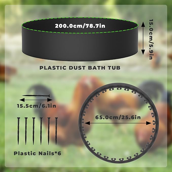 Chicken Dust Bath Tub, Dust Bath for Chickens with Bottomless Design, Chicken Dust Bath Container, Ideal Chicken Coop Accessories for Chickens, Hens, Ducks, Geese, and Other Poultry