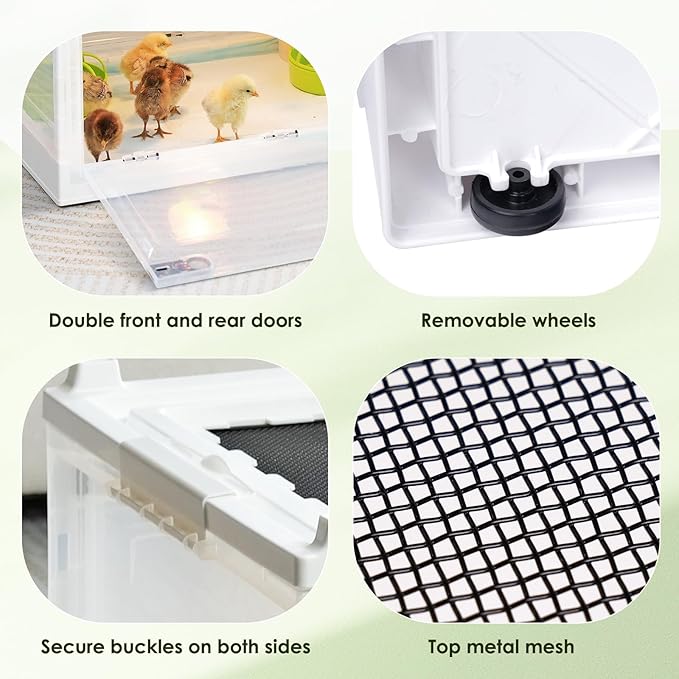 Brooder Box for Chicks, Chicken Brooder Box Warms Up to 25 Chicks Adjustable Temperature Poultry Breeding Box Heater for Duckling Chick Quail Birds, with Humidifier and Metal Sunroof