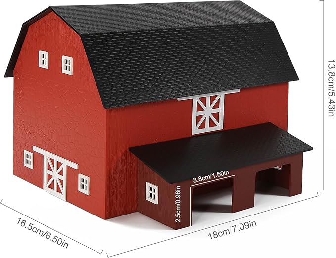 HO Scale Deluxe Barn Chicken Coop – Unbuilt Farm Building Kit for Model Layout (Red)