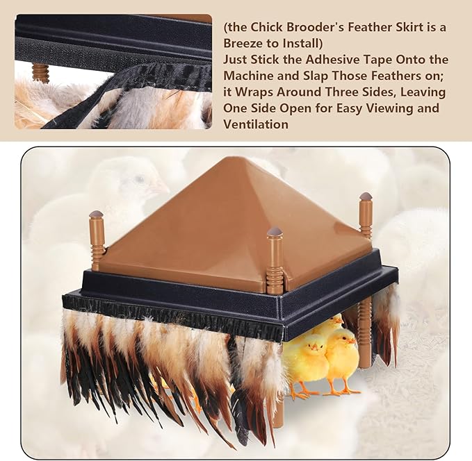 6.5FT Feathers for Chick Brooder Heating Plate,Warm and Secure As They Would Under a Mother Hen, Cuttable, Compatible with Most Chick Brooder Sizes (1Pcs 6.5FT)