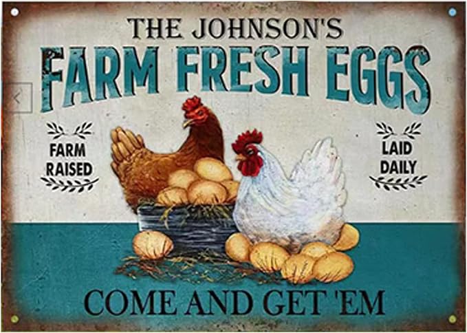 Personalized Fluffy Butt Hut Chicken Coop Sign, Custom Farmhouse Metal Sign with Spoiled Hens Wall Art, Funny Backyard Chicken Decor for Coop, Barn, Farm, Rustic Vintage Style DS8