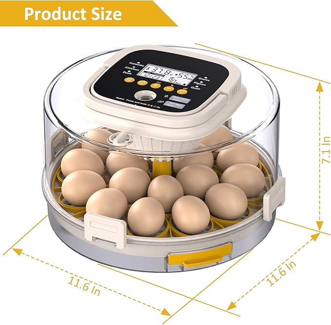 18 Incubators for Hatching Eggs, Egg Incubator with Automatic Egg Turning and Humidity Control, Intelligent Egg Incubator with Automatic Temp. Adjustment