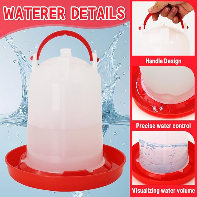 Chicken Feeder and Waterer Kit,Chick 1.5kg Flip Top Feeder and 1.5 L Waterer for Ducks/Quail,Automatic Baby Chick Starter Set for Small Poultry