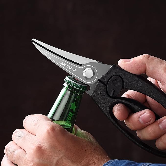 JARVISTAR Poultry Shears Heavy Duty Professional, All Purpose Sharp Kitchen Scissors with Spring Loaded Handle and Safety Lock, 8.5" Cooking Scissors for Chicken, Poultry, Food, Meat