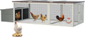 85.6" Large Chicken Coop with Nesting Box, Outdoor Wooden Hen House with Weatherproof Asphalt Roof and Secure Lock, Walk-in Poultry Chicken Cage with Metal Mesh Run for Outside, Backyard, Farm, Gray